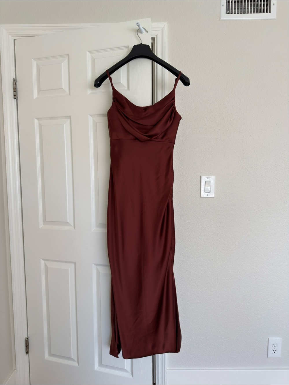 Satin Cowl Neck Slip Dress in Terracota - Picture 4 of 4